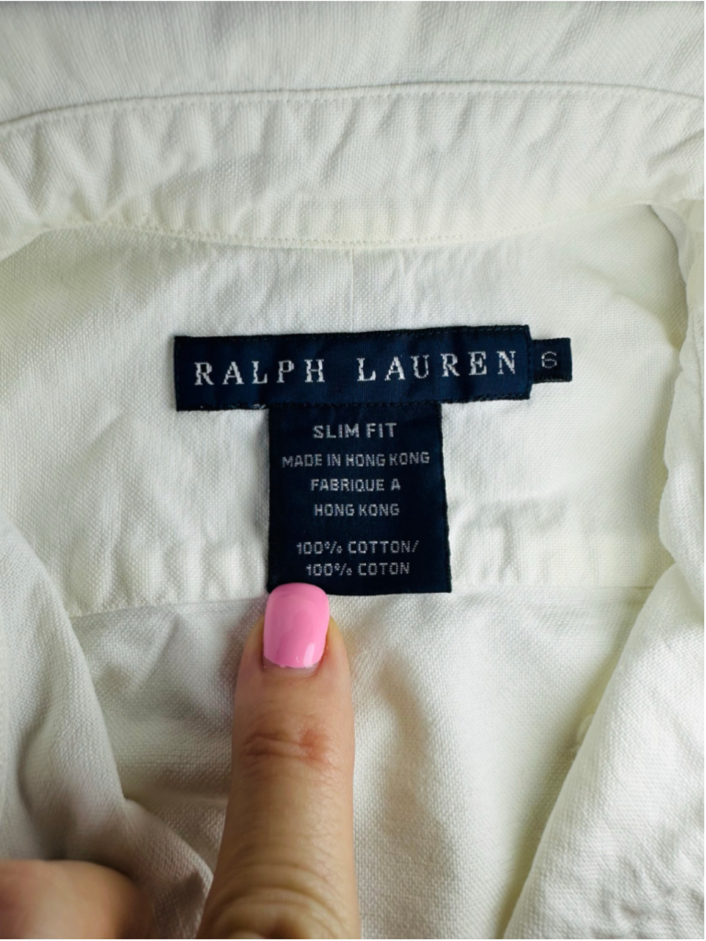 VTG Ralph Lauren Vintage Women’s White Oxford Button Down Shirt Made Hong Kong - Picture 10 of 15